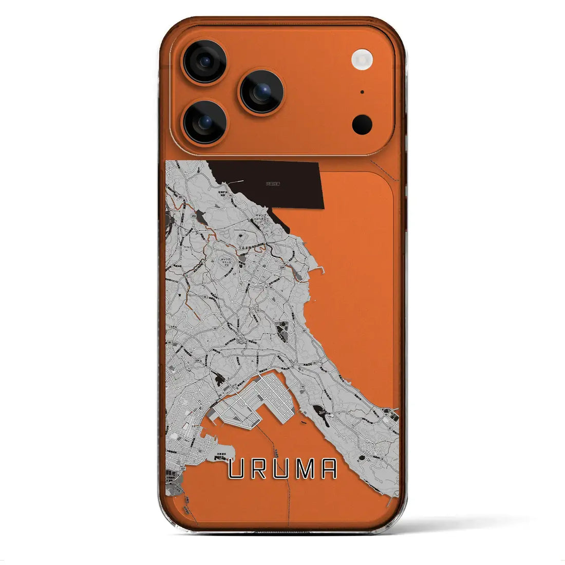【うるま(沖縄県)】地図柄iPhoneケース(クリアタイプ)モノトーン・iPhone 17 Pro Max 用