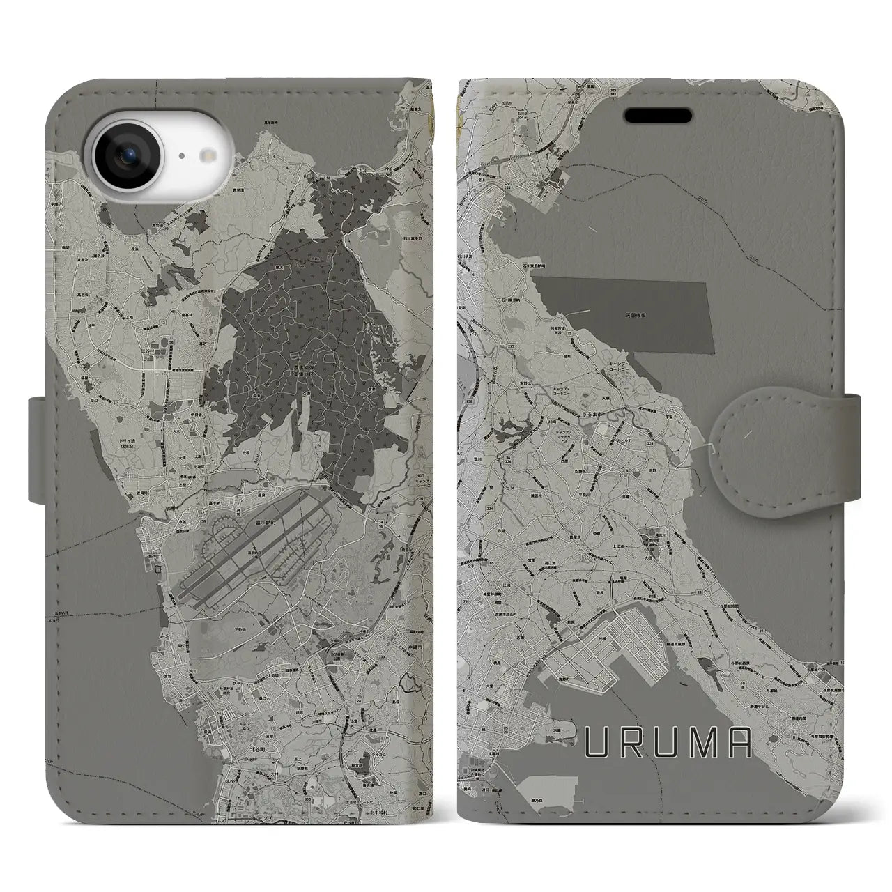 【うるま（沖縄県）】地図柄iPhoneケース（手帳タイプ）