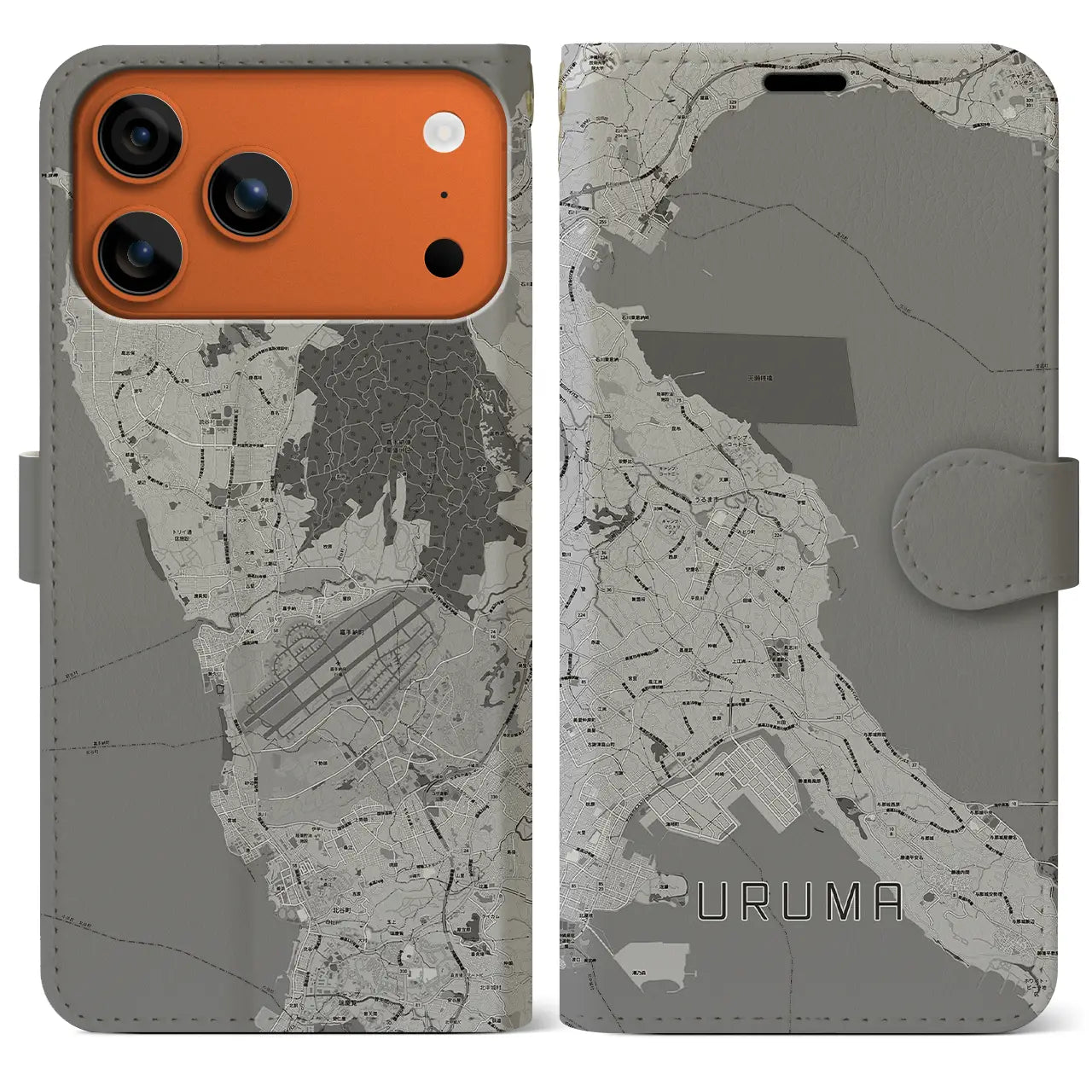 【うるま（沖縄県）】地図柄iPhoneケース（手帳タイプ）