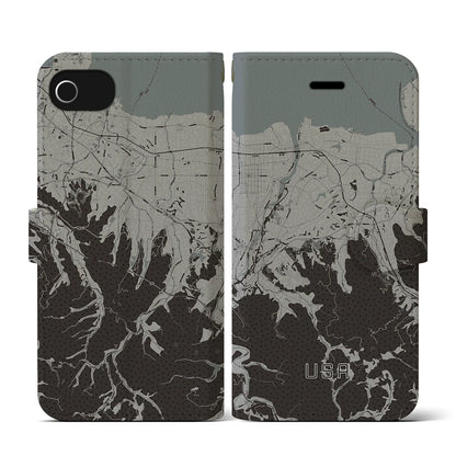 【宇佐（大分県）】地図柄iPhoneケース（手帳タイプ）モノトーン・iPhone SE（第3 / 第2世代） / 8 / 7 / 6s / 6 用