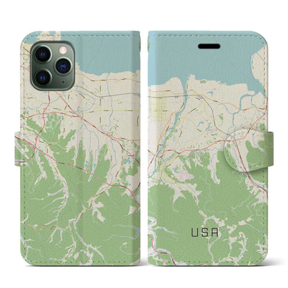 【宇佐（大分県）】地図柄iPhoneケース（手帳タイプ）ナチュラル・iPhone 11 Pro 用