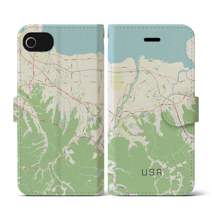 【宇佐（大分県）】地図柄iPhoneケース（手帳タイプ）ナチュラル・iPhone SE（第3 / 第2世代） / 8 / 7 / 6s / 6 用