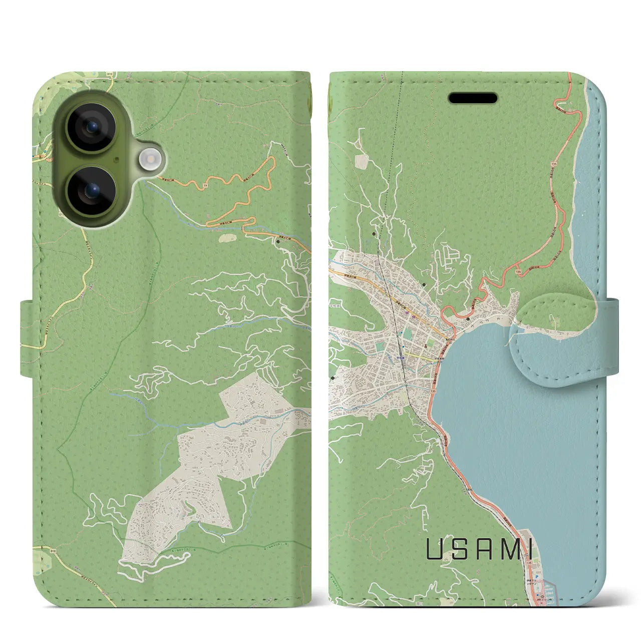 【宇佐美（静岡県）】地図柄iPhoneケース（手帳タイプ）