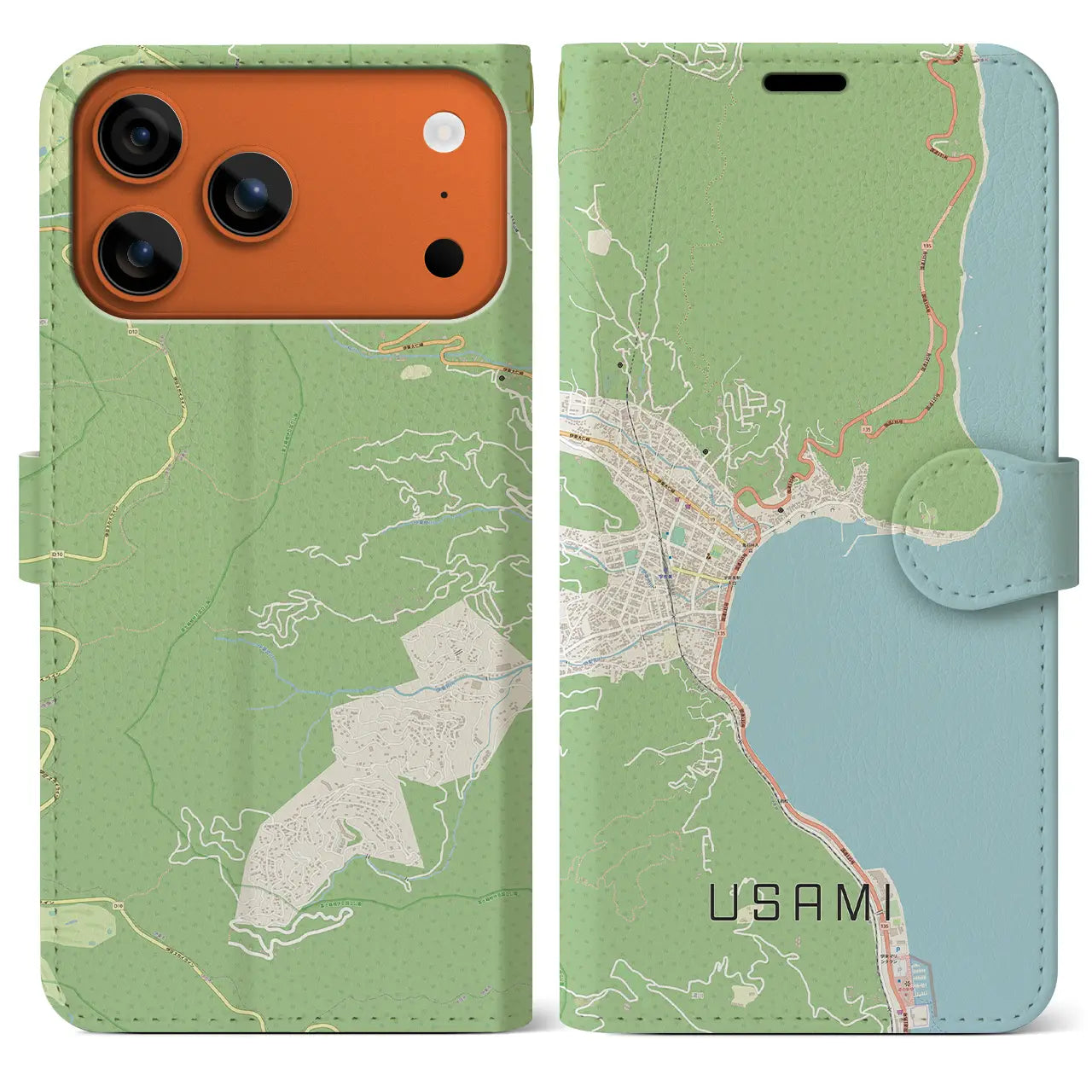 【宇佐美（静岡県）】地図柄iPhoneケース（手帳タイプ）