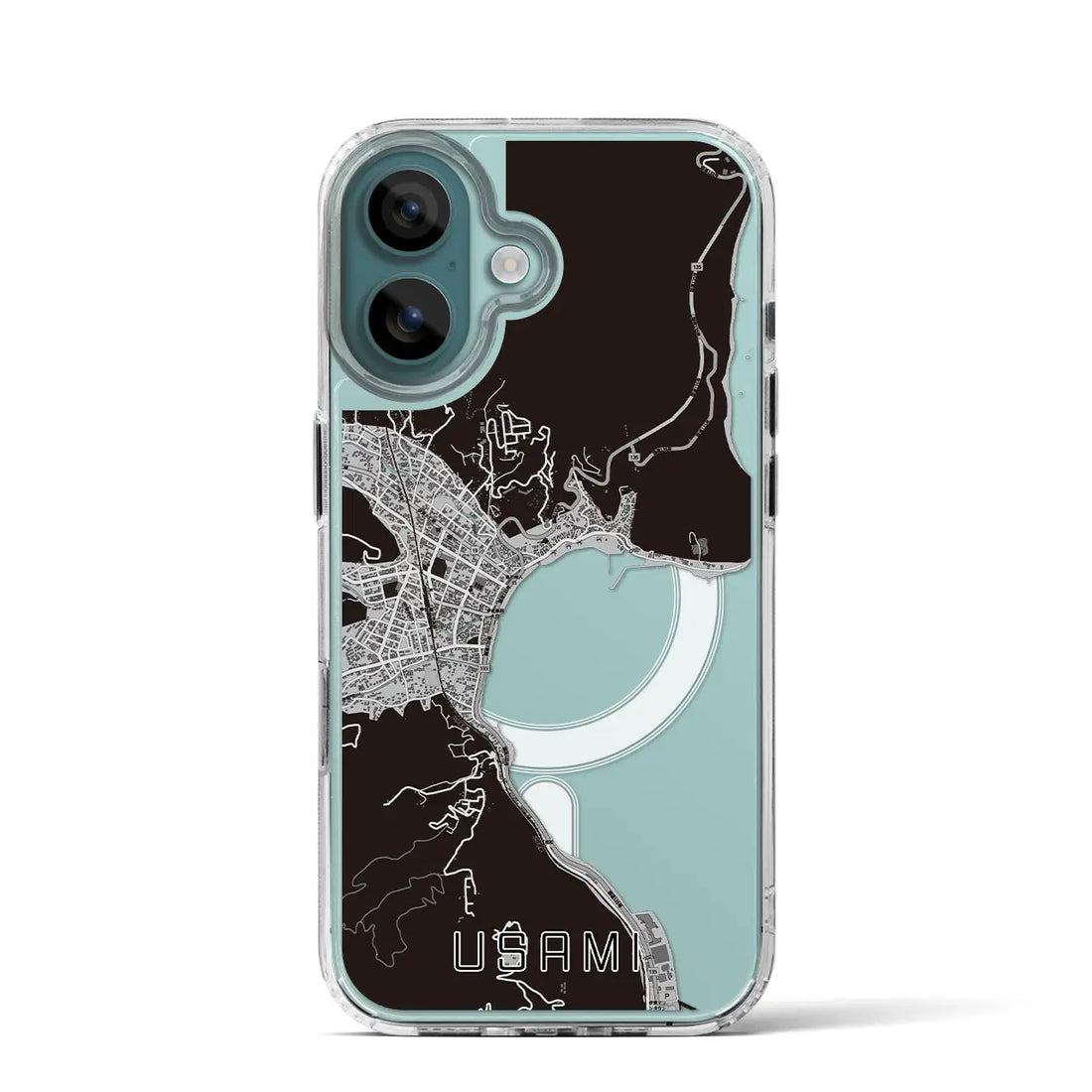 【宇佐美（静岡県）】地図柄iPhoneケース（MagSafeタイプ）モノトーン・iPhone 16 Pro 用