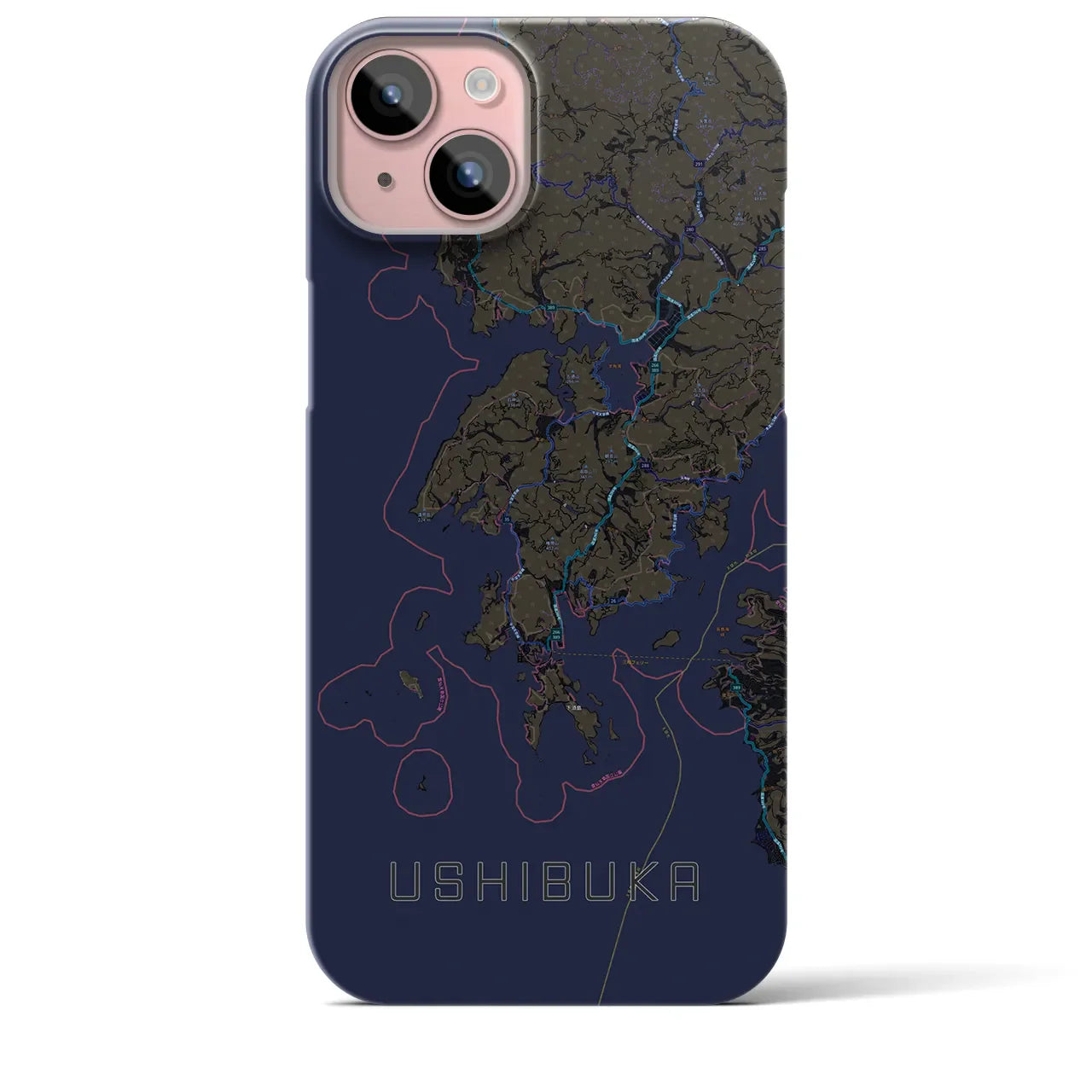 【牛深（熊本県）】地図柄iPhoneケース（バックカバータイプ）