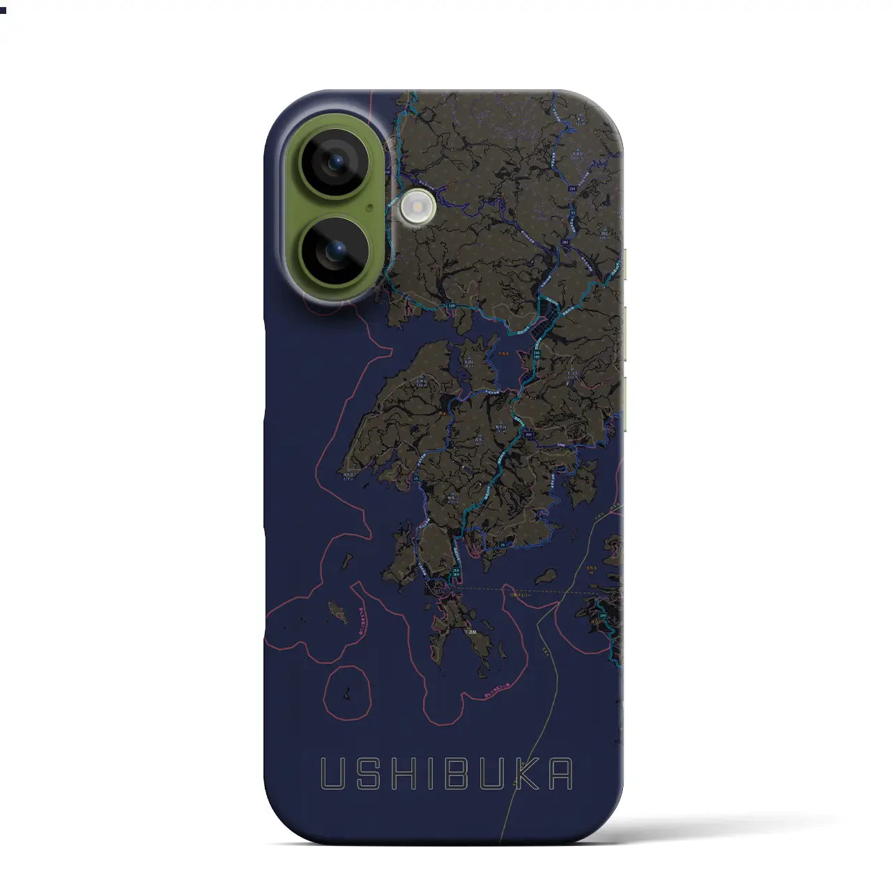 【牛深（熊本県）】地図柄iPhoneケース（バックカバータイプ）