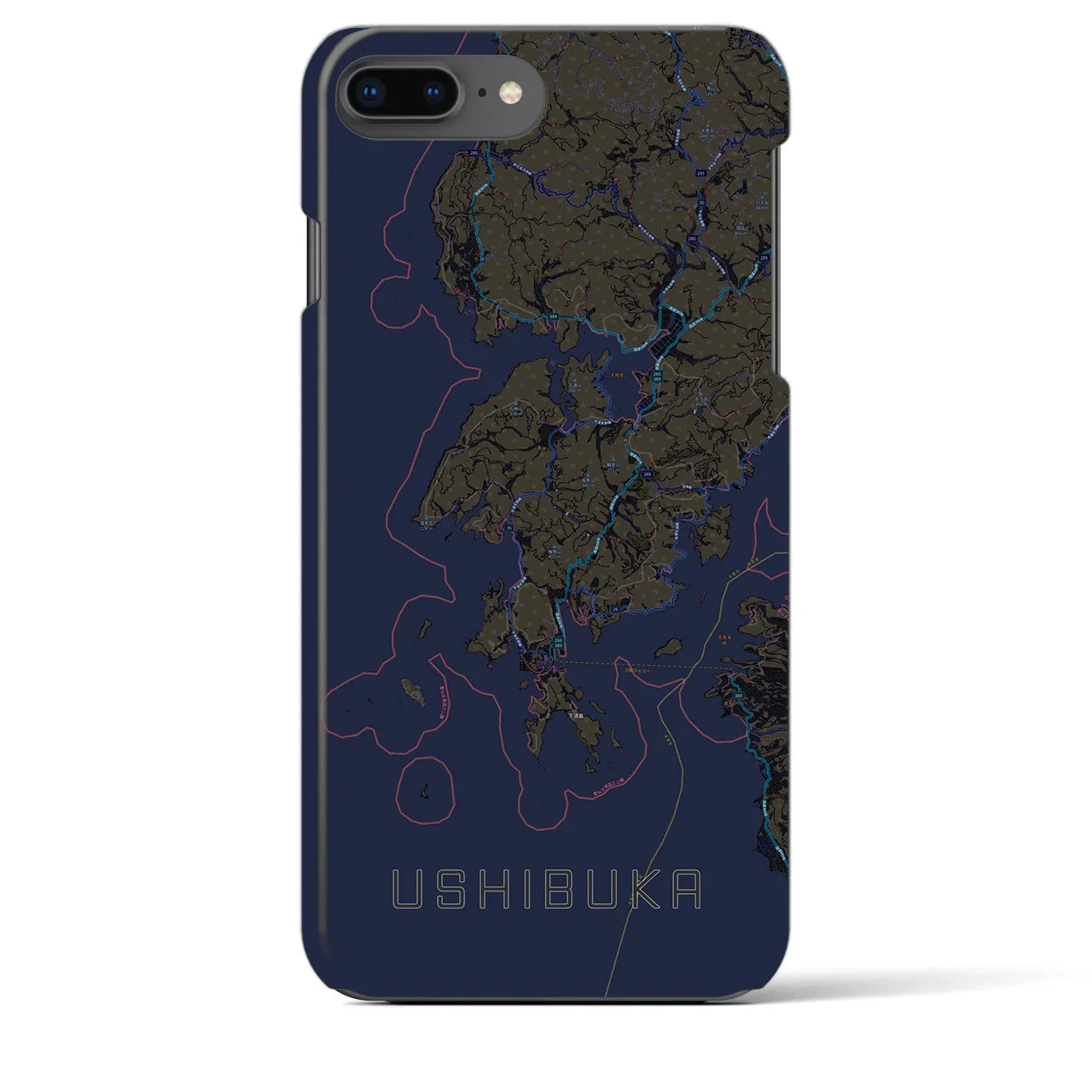 【牛深（熊本県）】地図柄iPhoneケース（バックカバータイプ）