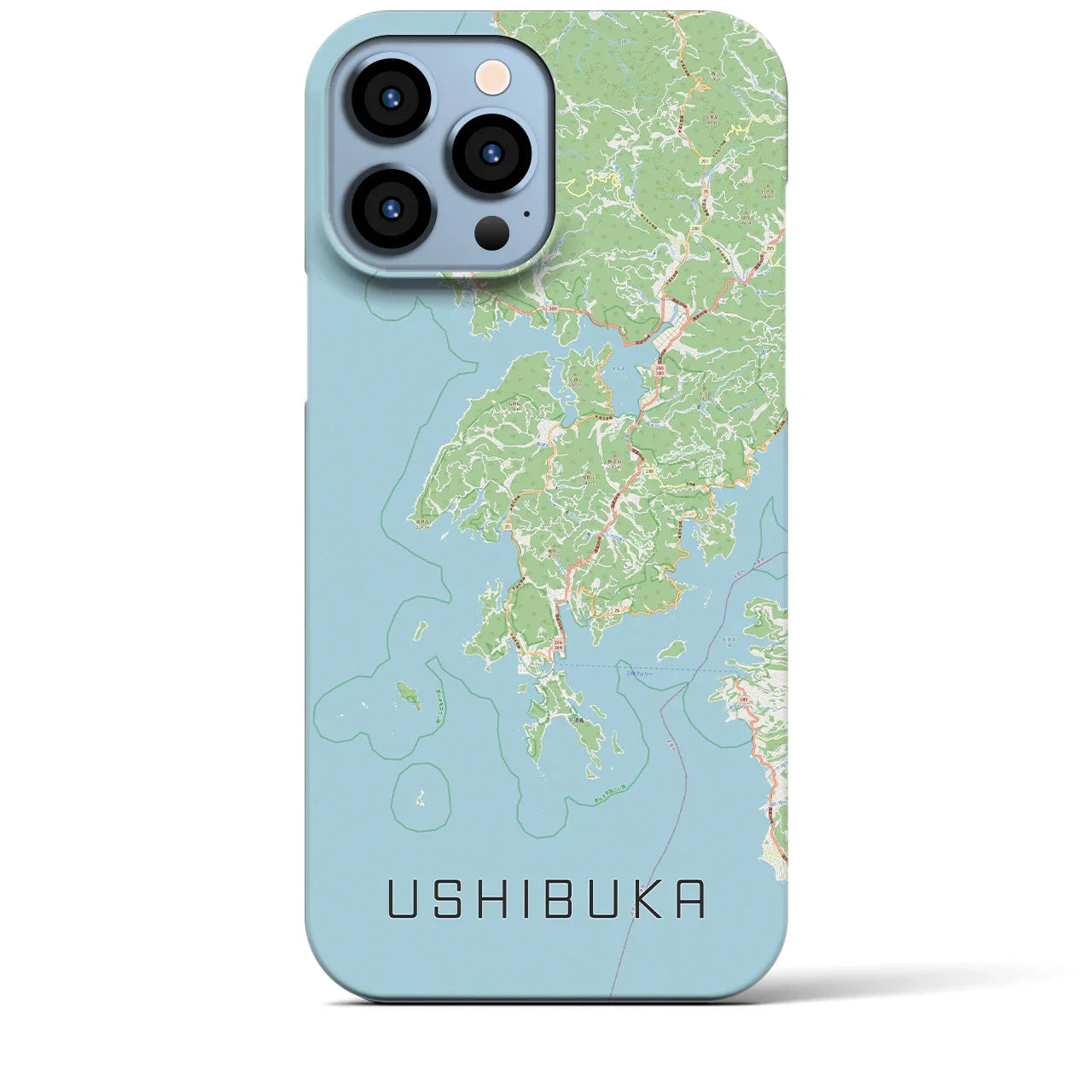 【牛深（熊本県）】地図柄iPhoneケース（バックカバータイプ）