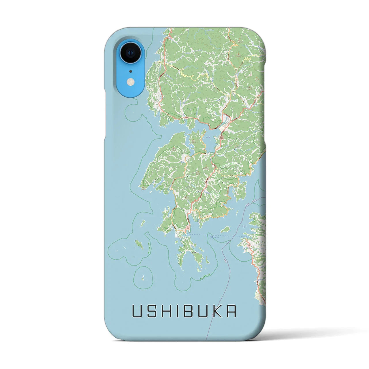 【牛深（熊本県）】地図柄iPhoneケース（バックカバータイプ）