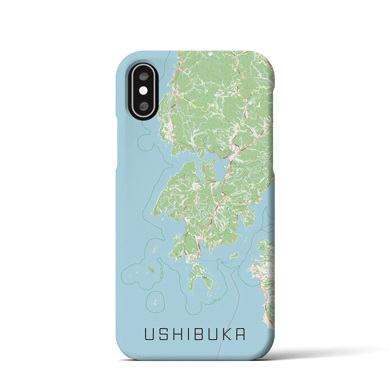 【牛深（熊本県）】地図柄iPhoneケース（バックカバータイプ）