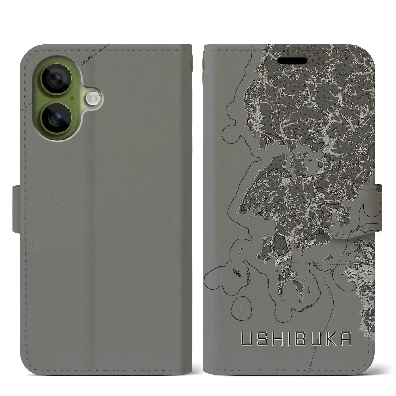 【牛深（熊本県）】地図柄iPhoneケース（手帳タイプ）