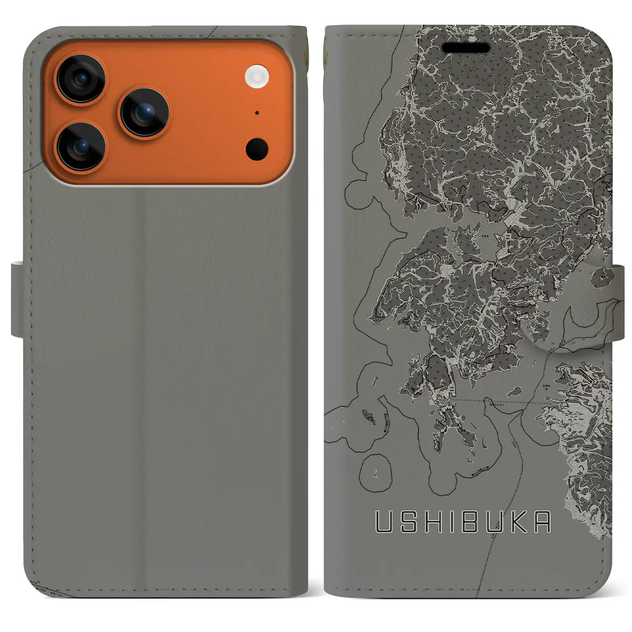 【牛深（熊本県）】地図柄iPhoneケース（手帳タイプ）