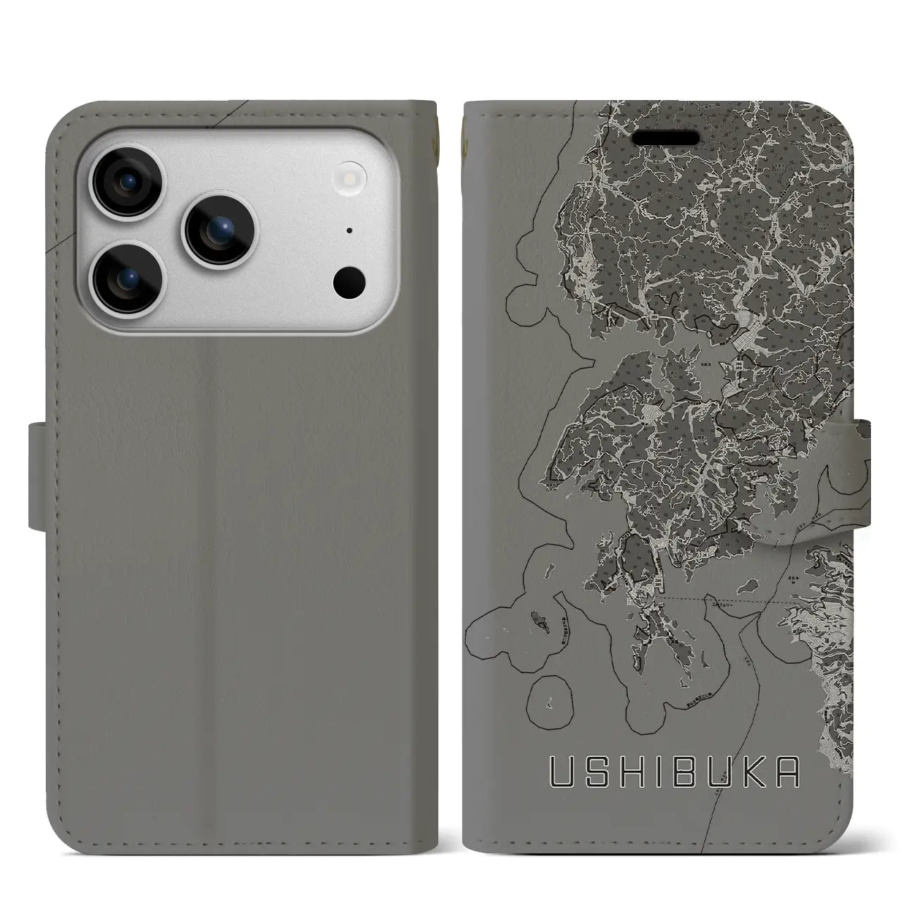 【牛深（熊本県）】地図柄iPhoneケース（手帳タイプ）