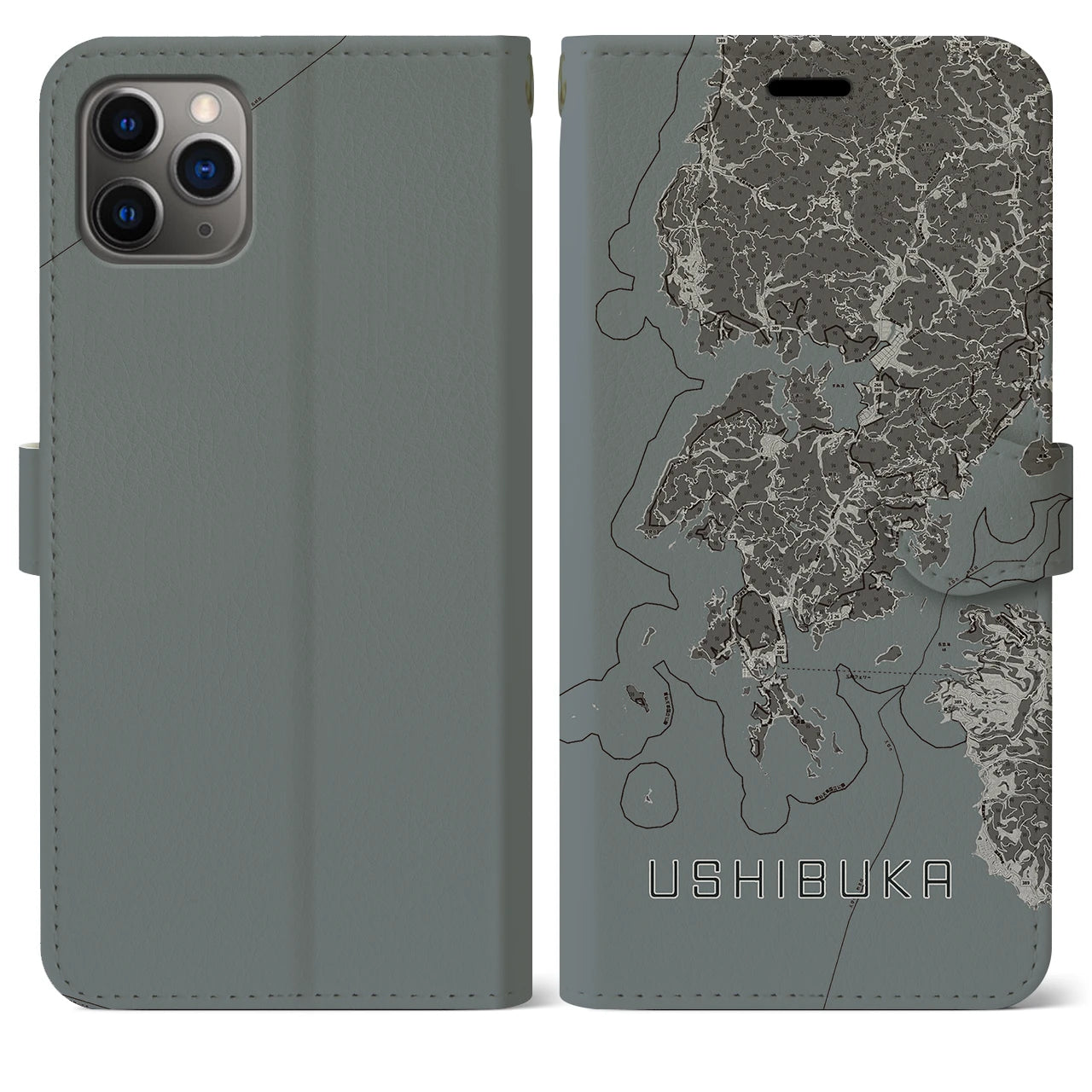 【牛深（熊本県）】地図柄iPhoneケース（手帳タイプ）