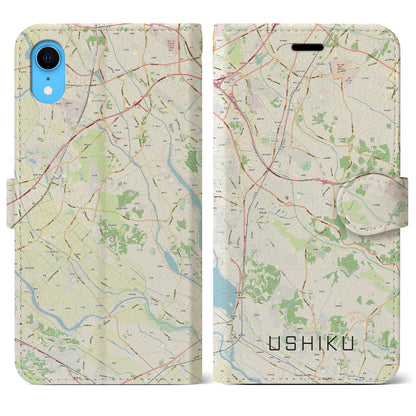 【牛久（茨城県）】地図柄iPhoneケース（手帳タイプ）ナチュラル・iPhone XR 用