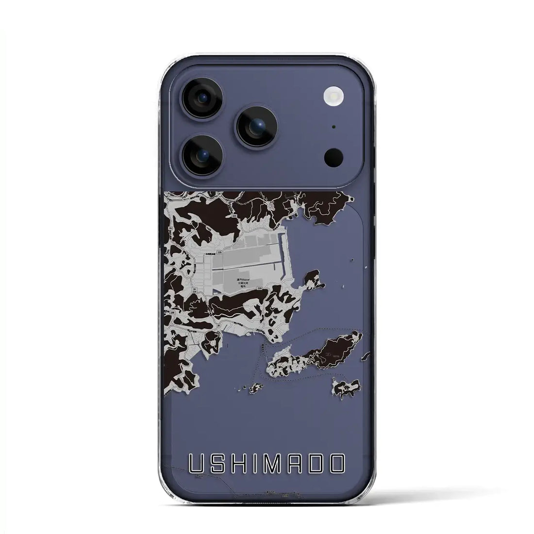 【牛窓（岡山県）】地図柄iPhoneケース（クリアタイプ）モノトーン・iPhone 17 Pro Max 用