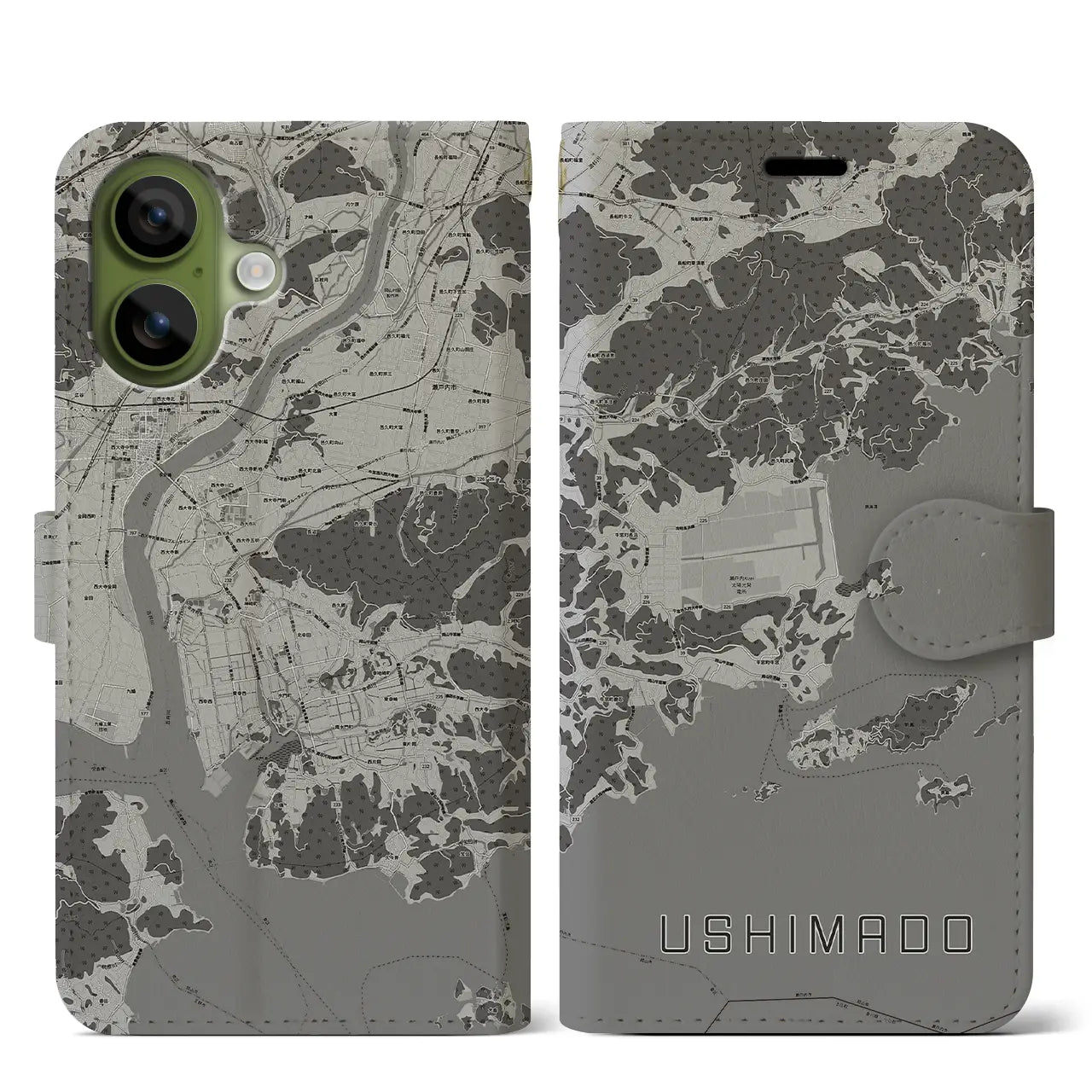 【牛窓（岡山県）】地図柄iPhoneケース（手帳タイプ）