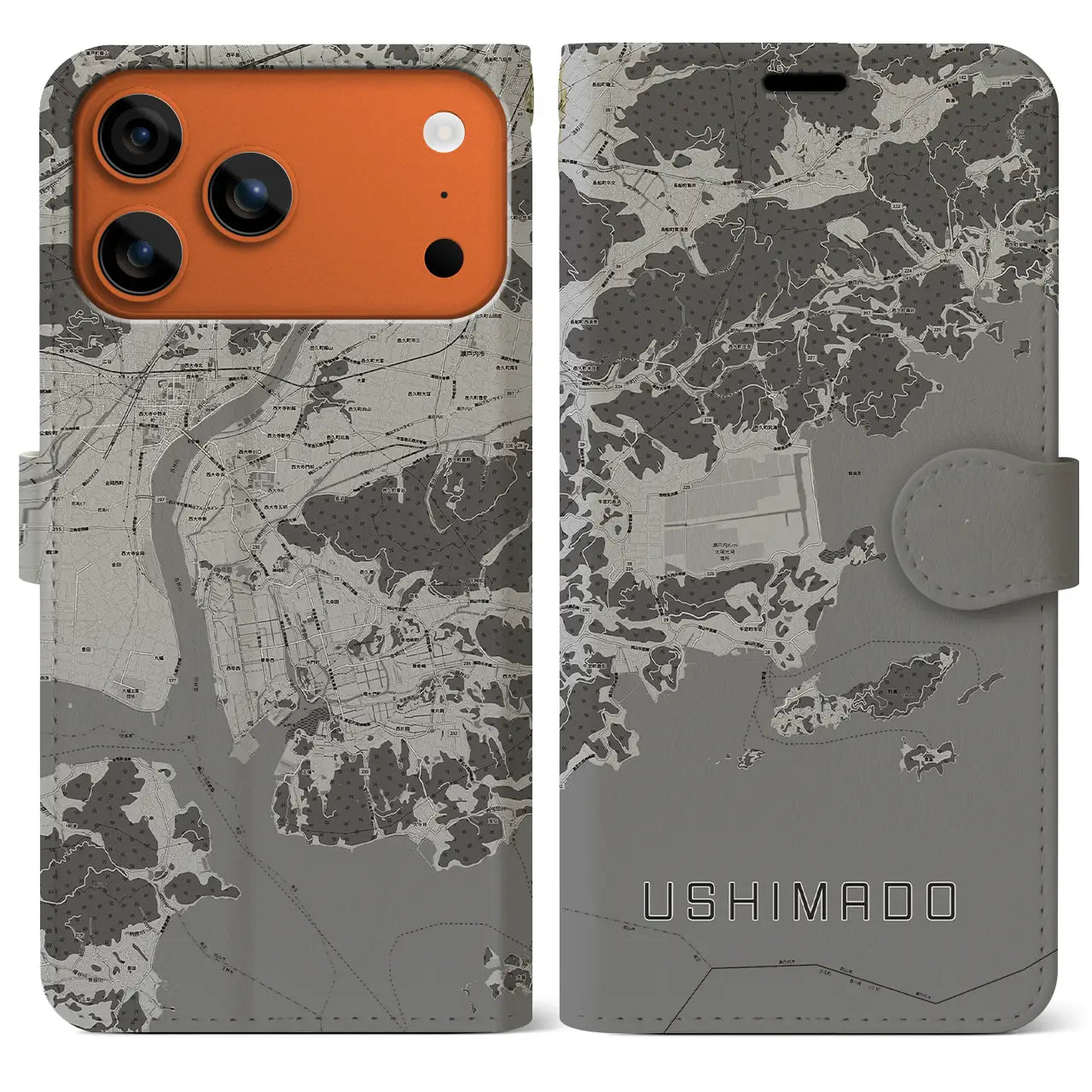 【牛窓（岡山県）】地図柄iPhoneケース（手帳タイプ）