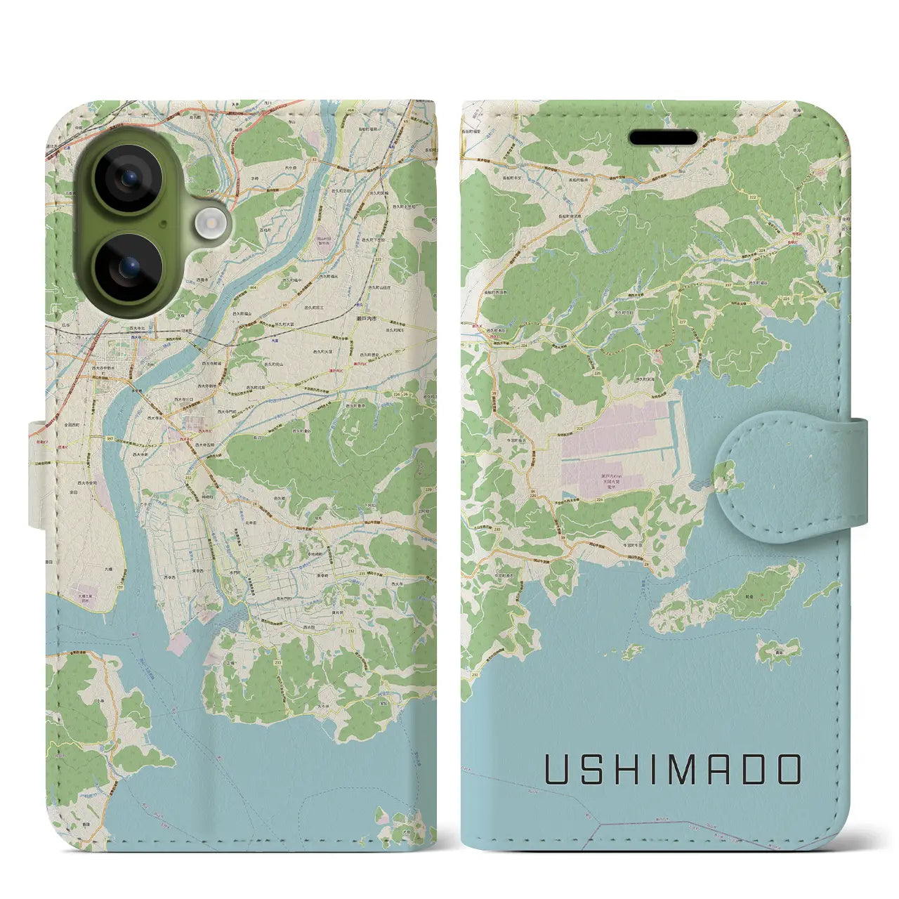 【牛窓（岡山県）】地図柄iPhoneケース（手帳タイプ）