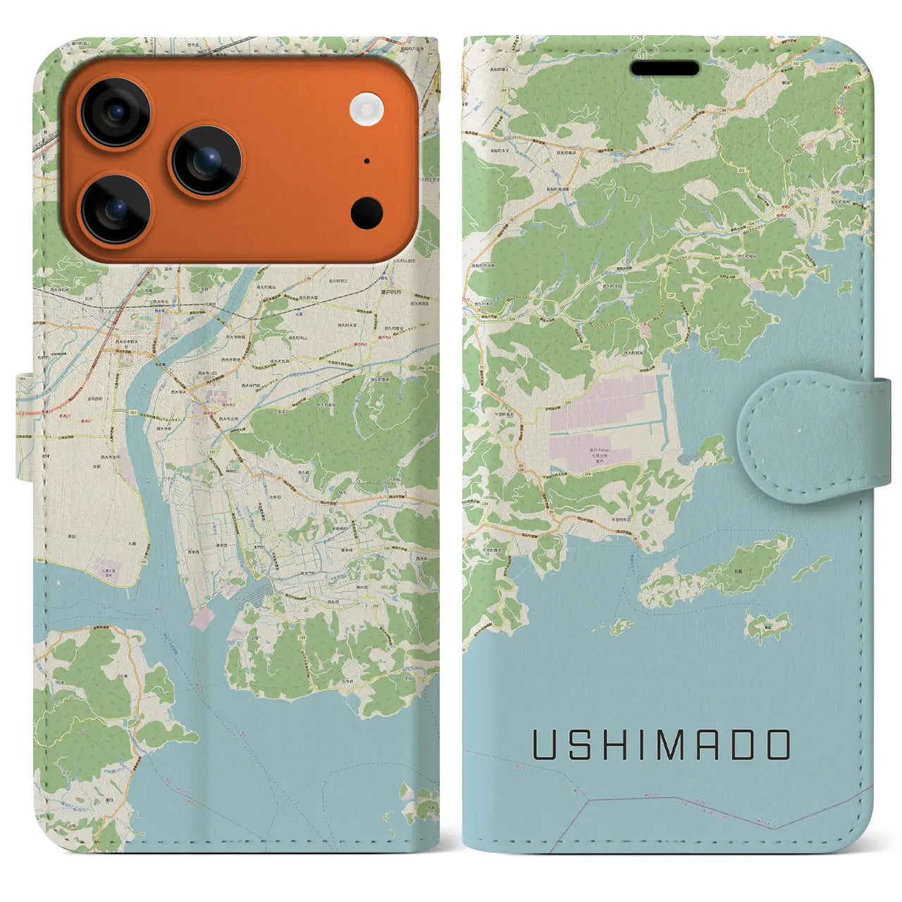 【牛窓（岡山県）】地図柄iPhoneケース（手帳タイプ）