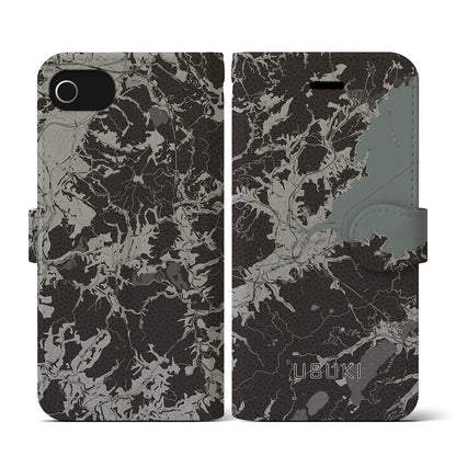 【臼杵（大分県）】地図柄iPhoneケース（手帳タイプ）モノトーン・iPhone SE（第3 / 第2世代） / 8 / 7 / 6s / 6 用