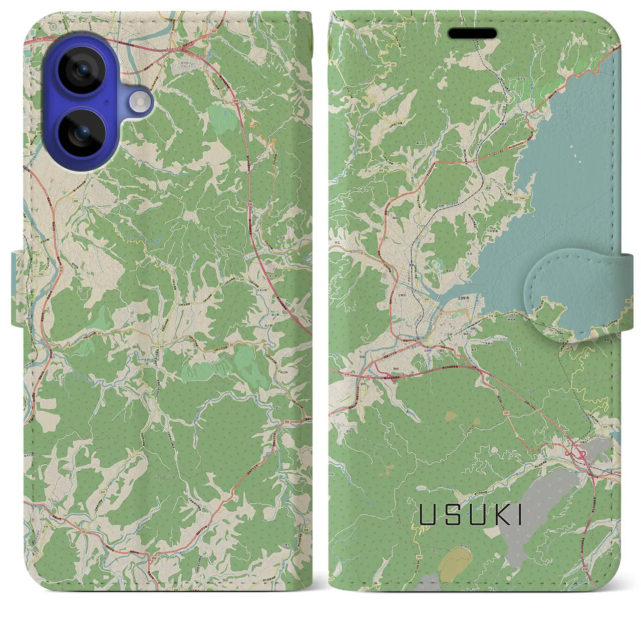 【臼杵（大分県）】地図柄iPhoneケース（手帳タイプ）ナチュラル・iPhone 16 Pro Max 用