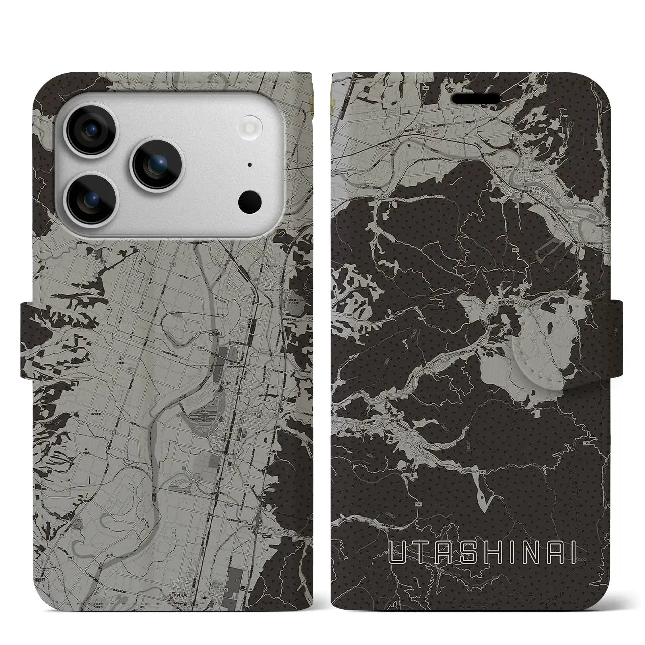 【歌志内（北海道）】地図柄iPhoneケース（手帳タイプ）