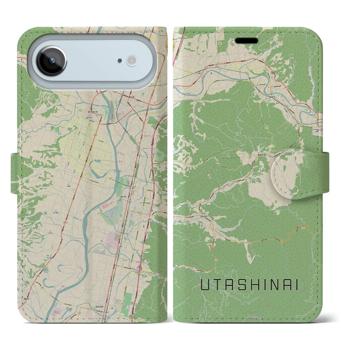 【歌志内(北海道)】地図柄iPhoneケース(手帳タイプ)ナチュラル・iPhone 17 Pro Max 用