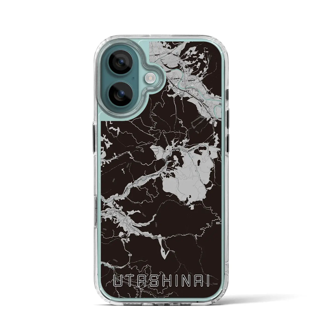 【歌志内（北海道）】地図柄iPhoneケース（MagSafeタイプ）モノトーン・iPhone 16 Pro 用
