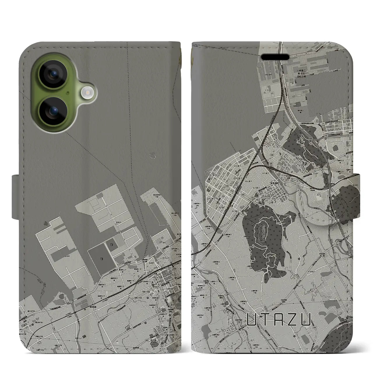 【宇多津（香川県）】地図柄iPhoneケース（手帳タイプ）