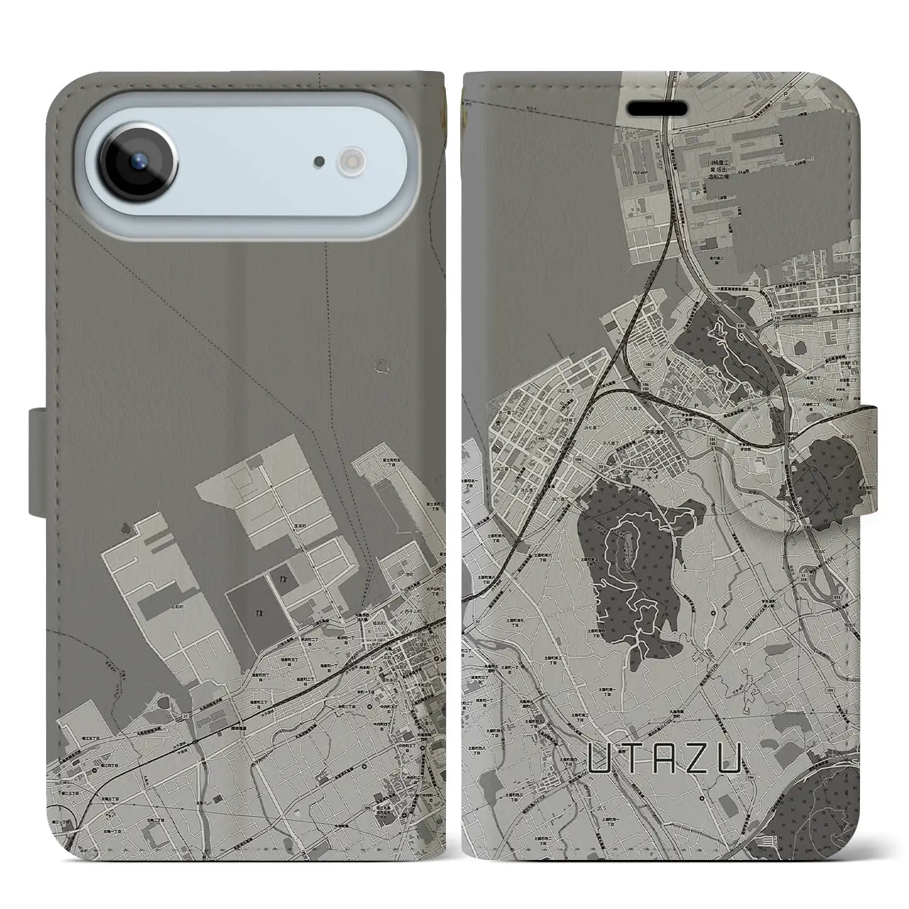 【宇多津（香川県）】地図柄iPhoneケース（手帳タイプ）