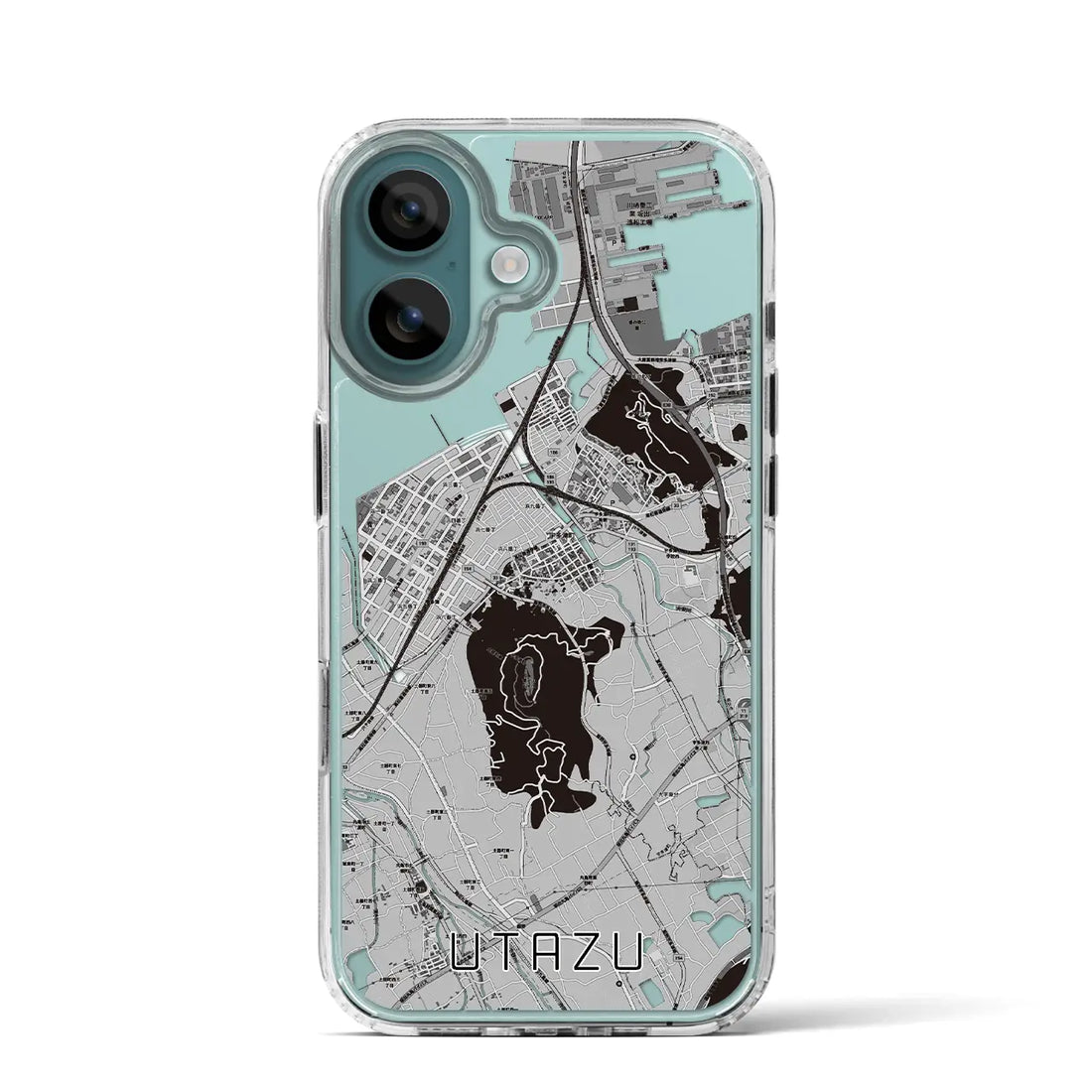 【宇多津（香川県）】地図柄iPhoneケース（MagSafeタイプ）モノトーン・iPhone 16 Pro 用