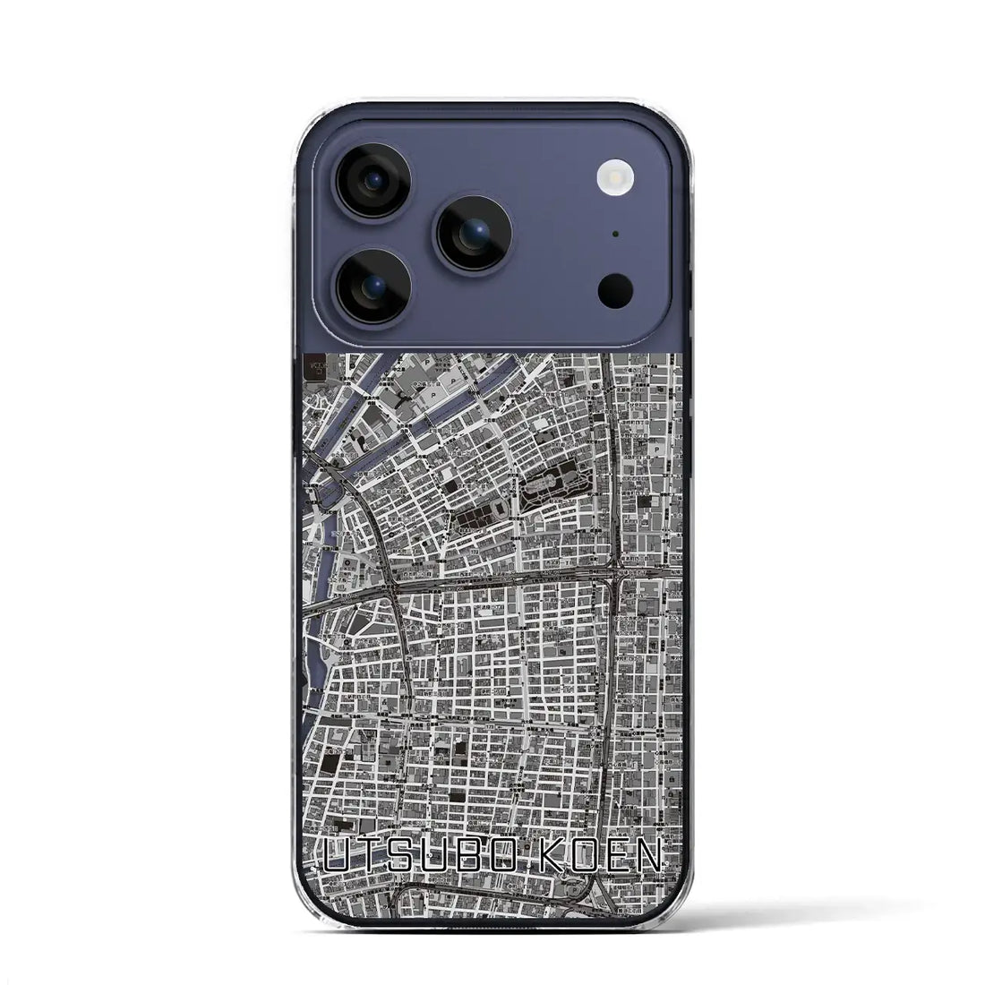 【靱公園(大阪府)】地図柄iPhoneケース(クリアタイプ)モノトーン・iPhone 17 Pro Max 用