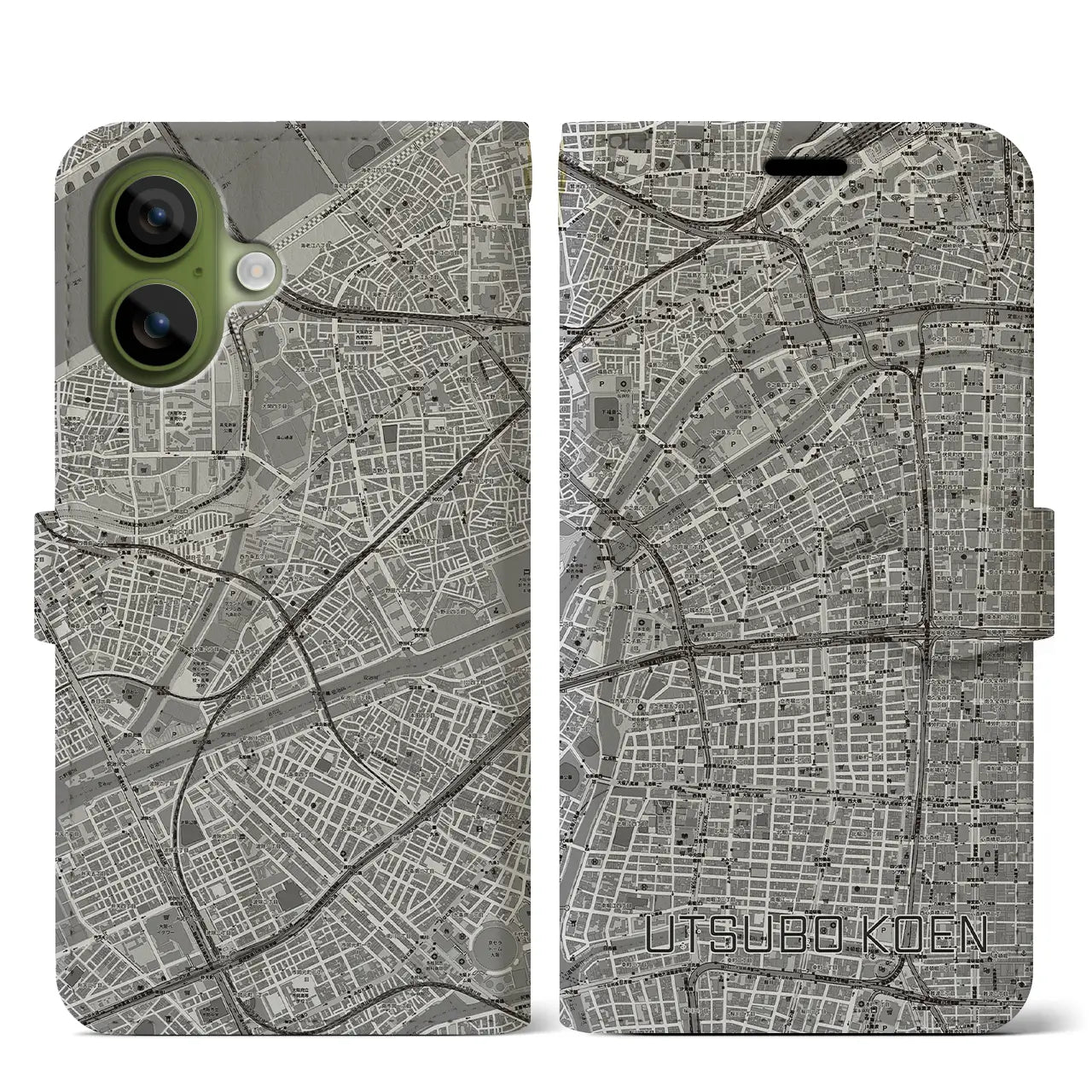 【靱公園（大阪府）】地図柄iPhoneケース（手帳タイプ）