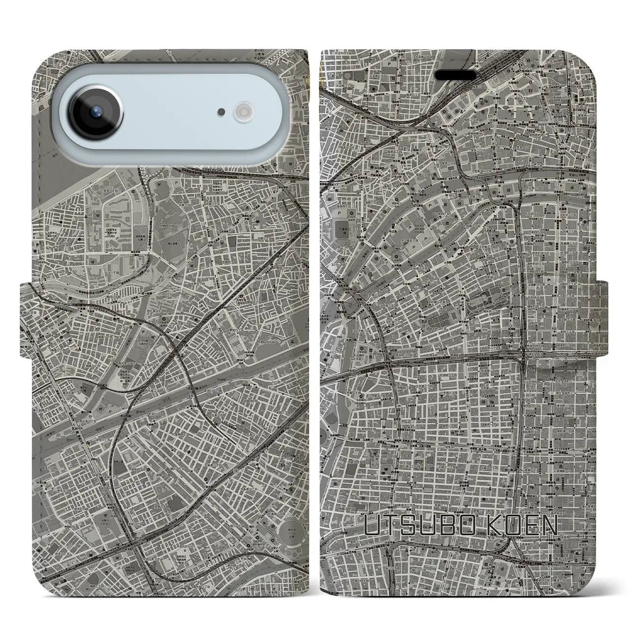 【靱公園（大阪府）】地図柄iPhoneケース（手帳タイプ）