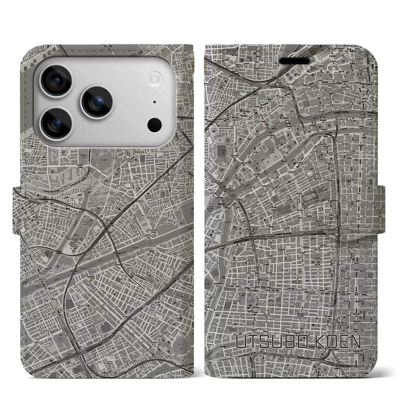 【靱公園（大阪府）】地図柄iPhoneケース（手帳タイプ）