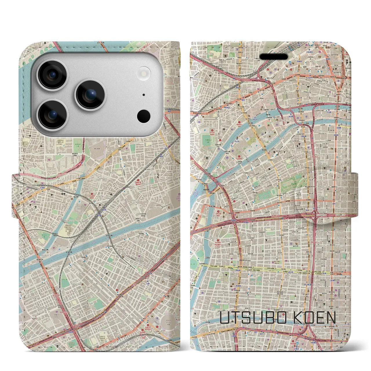 【靱公園（大阪府）】地図柄iPhoneケース（手帳タイプ）