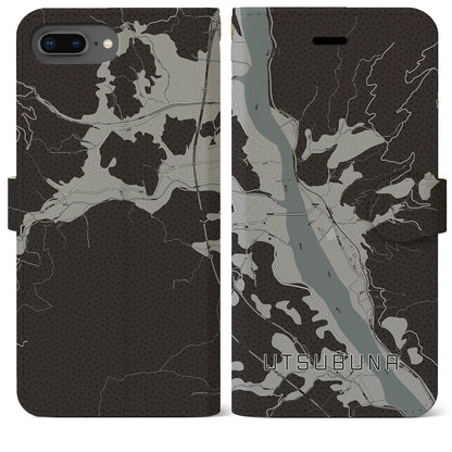 【内船（山梨県）】地図柄iPhoneケース（手帳タイプ）モノトーン・iPhone 8Plus /7Plus / 6sPlus / 6Plus 用