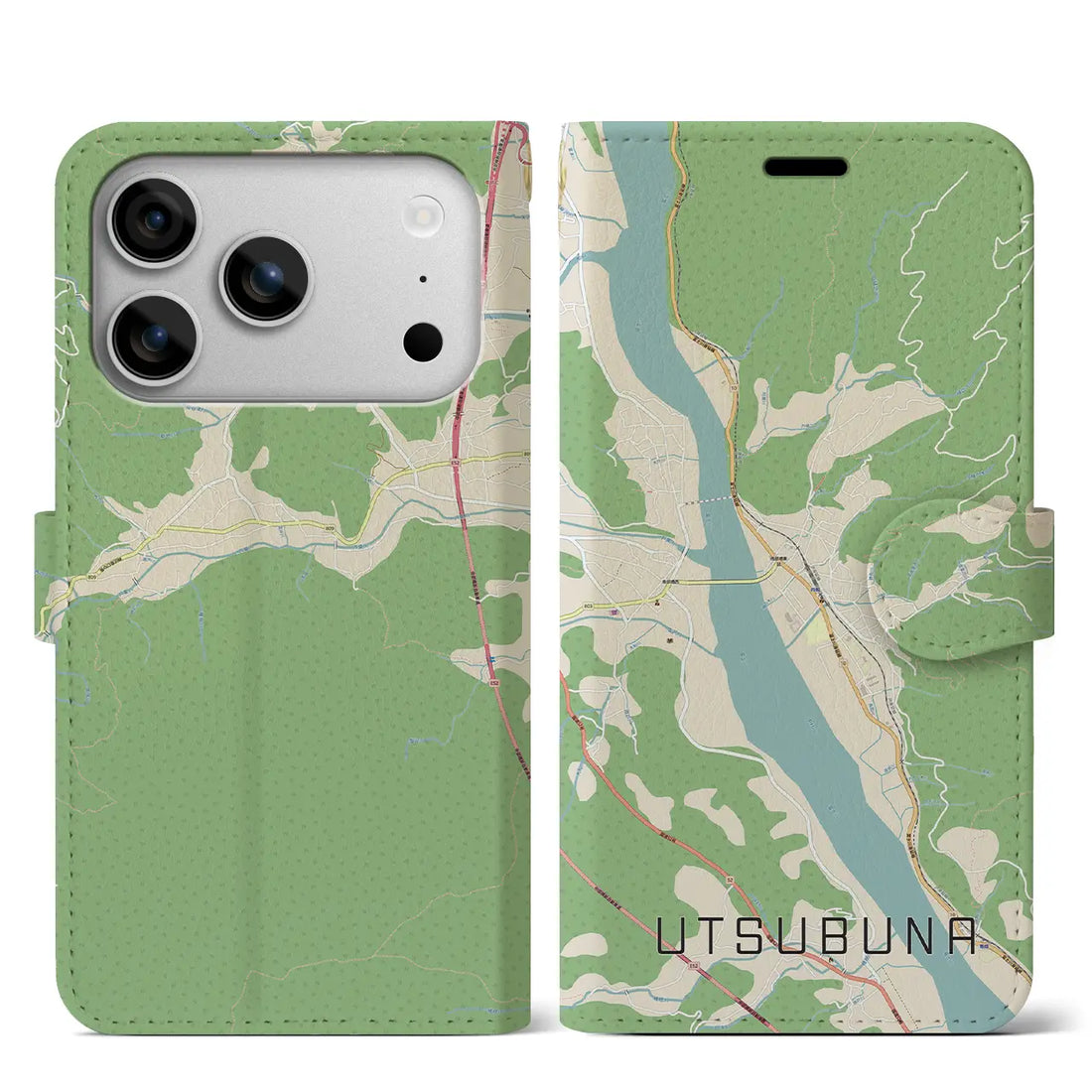 【内船（山梨県）】地図柄iPhoneケース（手帳タイプ）ナチュラル・iPhone 17 Pro Max 用