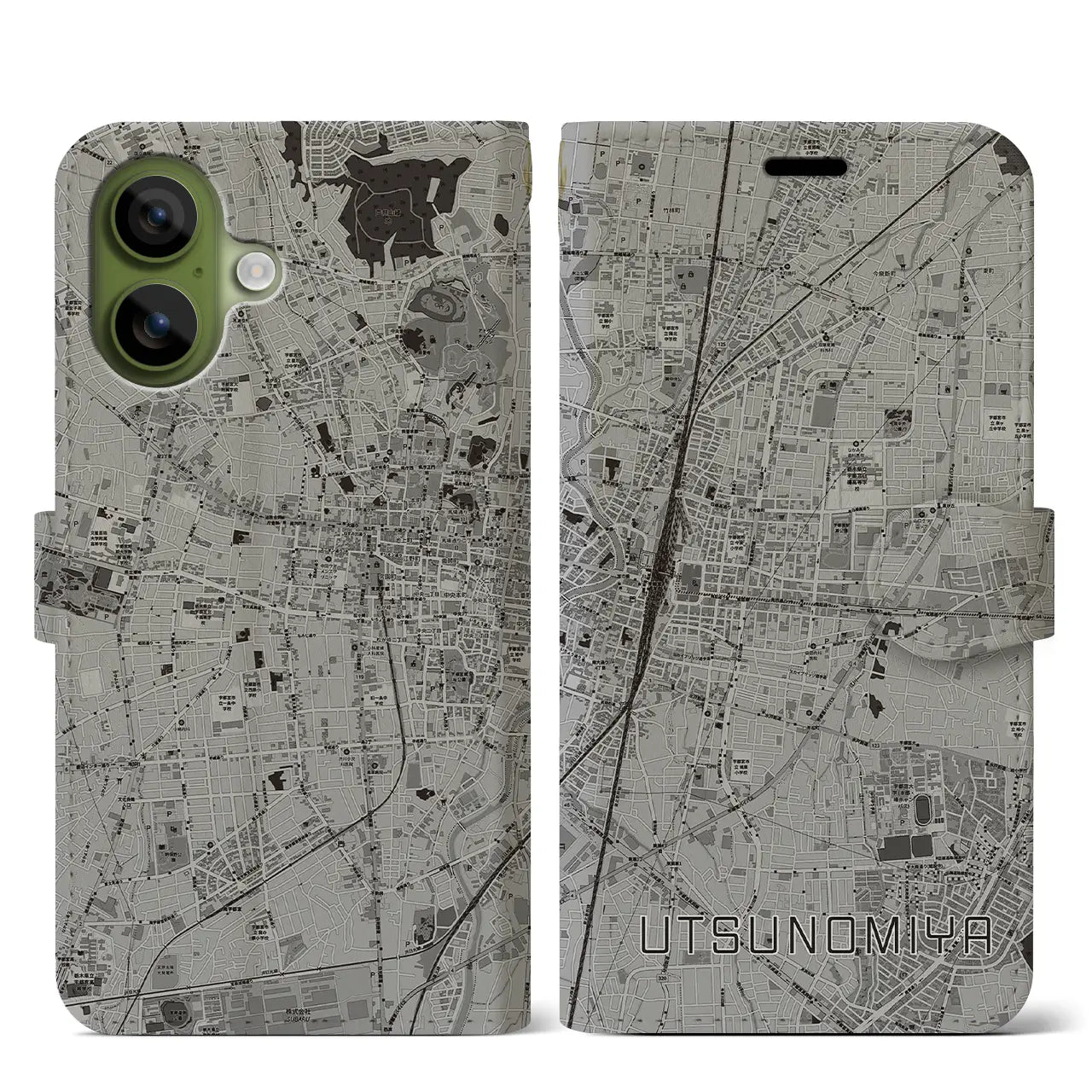 【宇都宮（栃木県）】地図柄iPhoneケース（手帳タイプ）