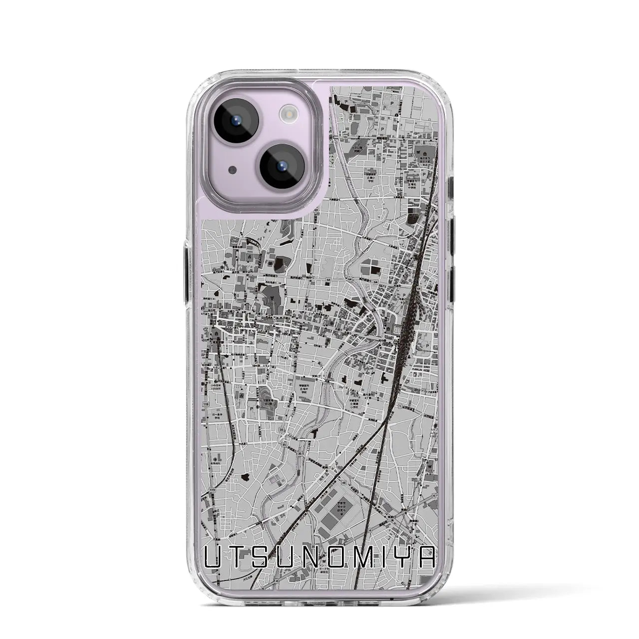 【宇都宮（栃木県）】地図柄iPhoneケース（MagSafeタイプ）モノトーン・iPhone 13 / 14 用