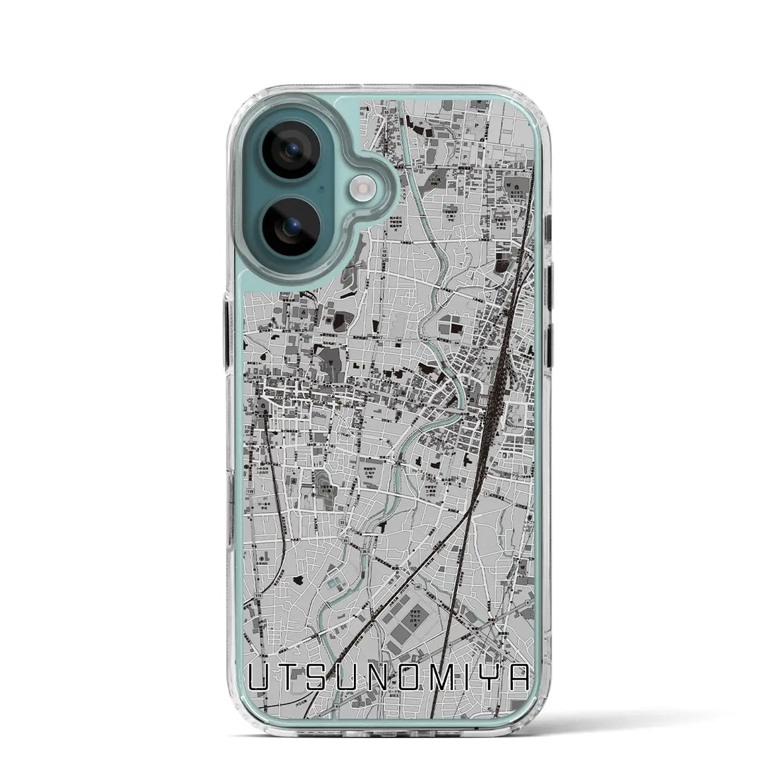 【宇都宮（栃木県）】地図柄iPhoneケース（MagSafeタイプ）モノトーン・iPhone 16 Pro 用