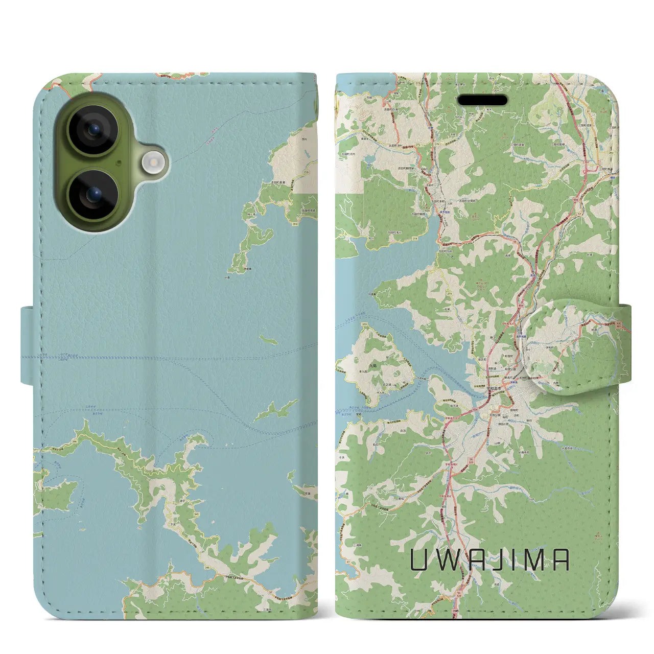 【宇和島（愛媛県）】地図柄iPhoneケース（手帳タイプ）モノトーン・iPhone 17 Pro Max 用