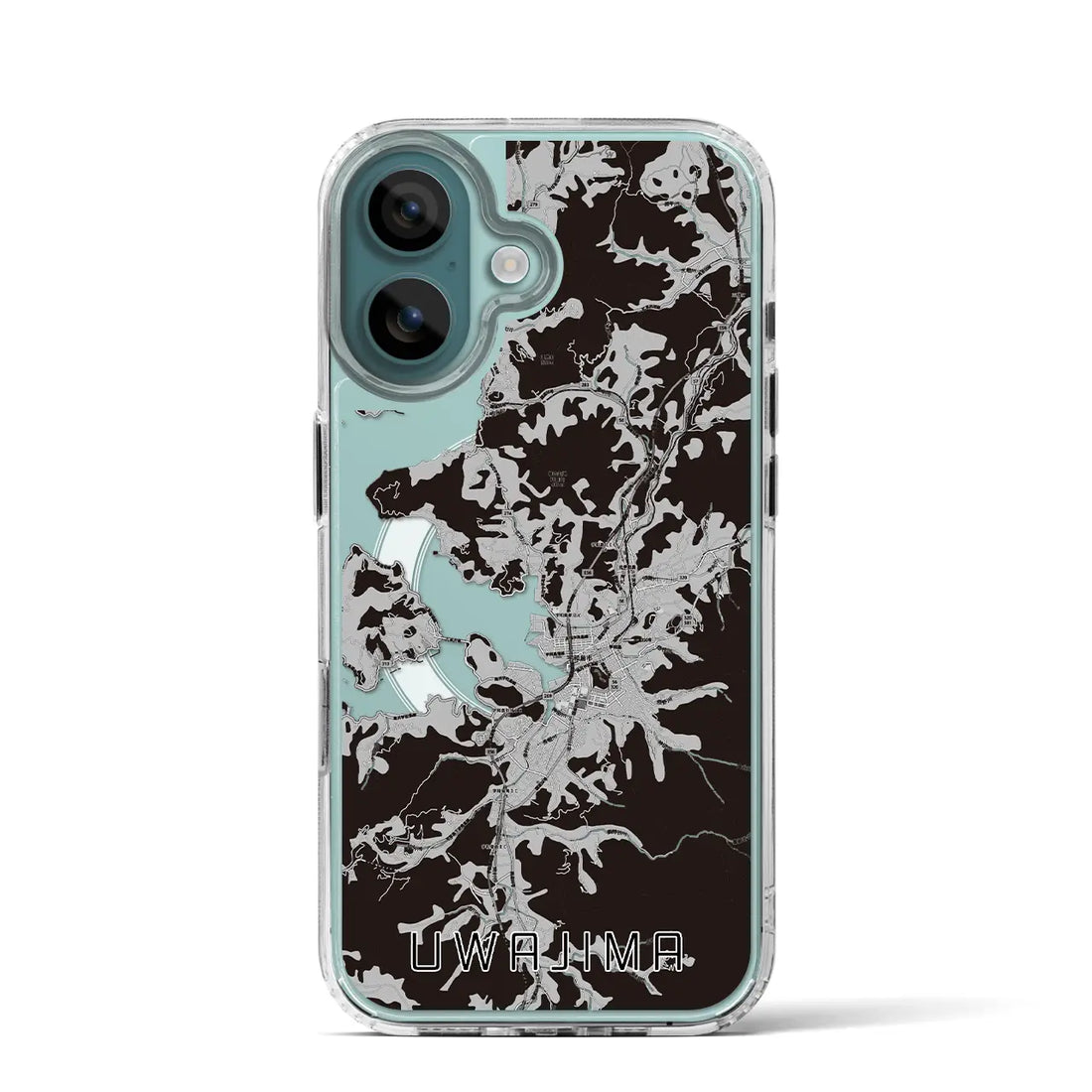 【宇和島(愛媛県)】地図柄iPhoneケース(MagSafeタイプ)モノトーン・iPhone 16 Pro 用