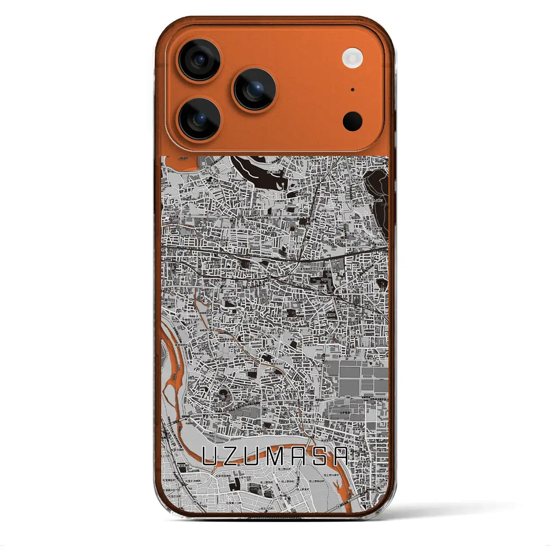 【太秦(京都府)】地図柄iPhoneケース(クリアタイプ)モノトーン・iPhone 17 Pro Max 用