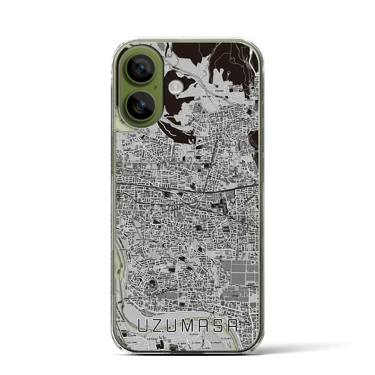 【太秦（京都府）】地図柄iPhoneケース（クリアタイプ）モノトーン・iPhone 17 Pro Max 用