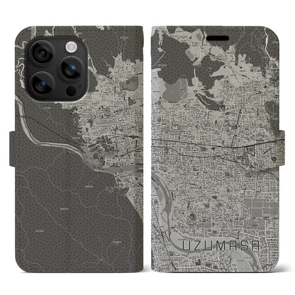 【太秦（京都府）】地図柄iPhoneケース（手帳タイプ）モノトーン・iPhone 16 用