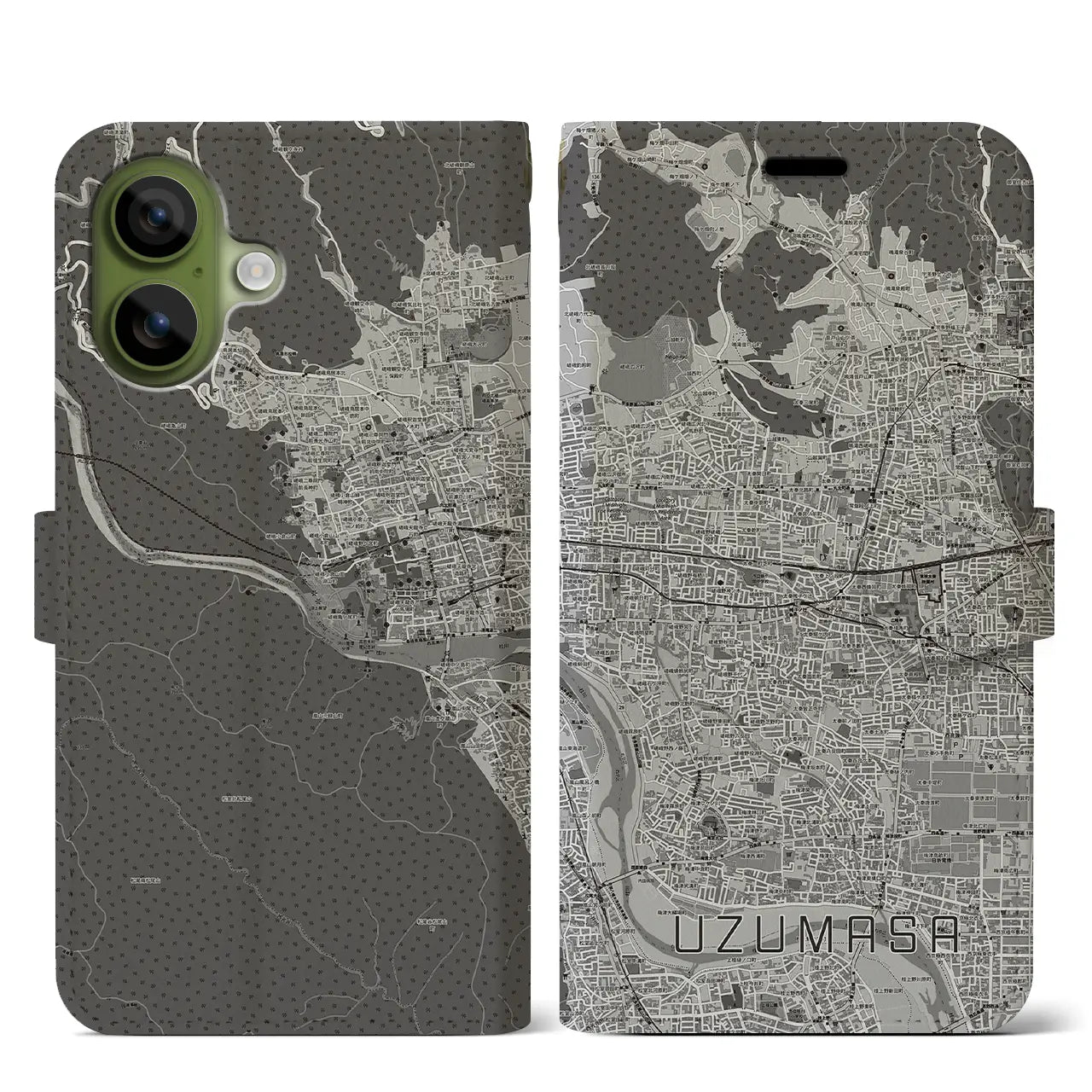 【太秦（京都府）】地図柄iPhoneケース（手帳タイプ）