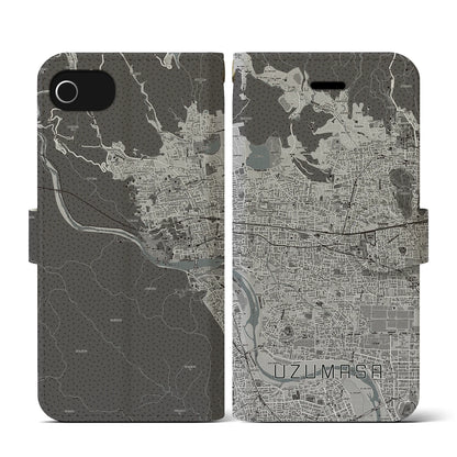 【太秦（京都府）】地図柄iPhoneケース（手帳タイプ）モノトーン・iPhone SE（第3 / 第2世代） / 8 / 7 / 6s / 6 用